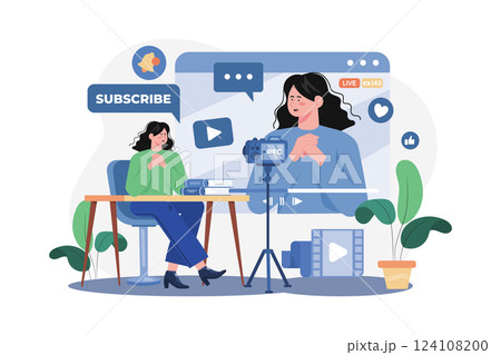 Content Creator Illustration concept. A flat illustration isolated on white background 124108200