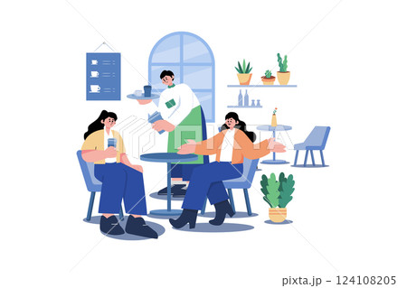 Cafeteria Worker Illustration concept. A flat illustration isolated on white background 124108205