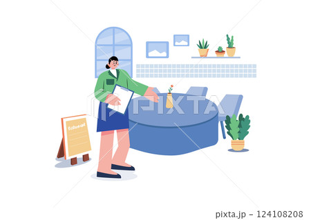 Restaurant Manager Illustration concept. A flat illustration isolated on white background 124108208