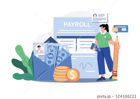 Payroll Manager Illustration concept on white background Payroll Manager Illustration concept on white background 124108221