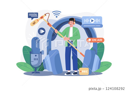 Sound Engineer Illustration concept on white 124108292