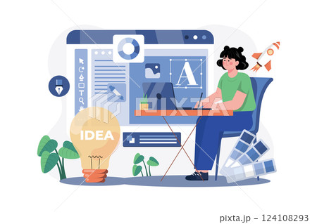 Graphic Designer Illustration concept on white 124108293