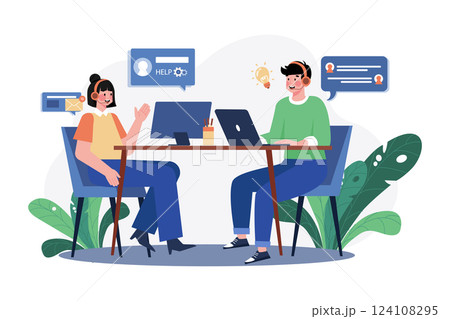 Customer Service flat illustration concept on white background 124108295