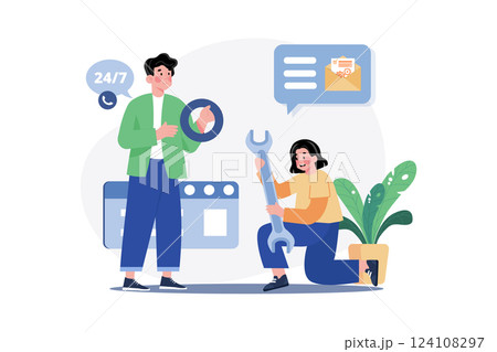 Customer Service flat illustration concept on white background 124108297