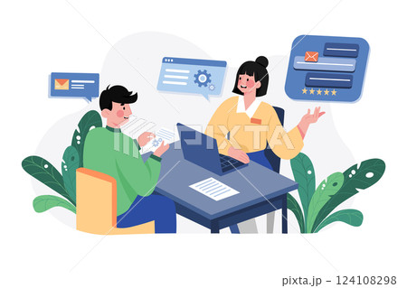 Customer Service flat illustration concept on white background 124108298