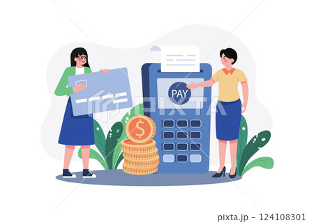 Customer Service flat illustration concept on white background Customer Service flat illustration concept on white background 124108301