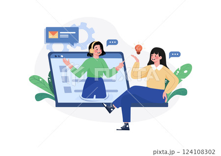 Virtual Assistant flat illustration concept on white background Virtual Assistant flat illustration concept on white background 124108302