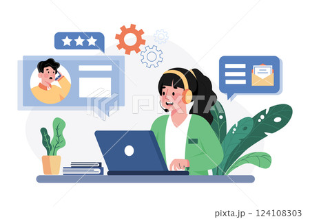 Customer Service flat illustration concept on white background 124108303