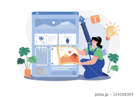 Web Designer Illustration concept. A flat illustration isolated on white background 124108305