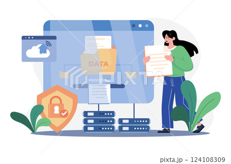 Data Entry Illustration concept. A flat illustration isolated on white background Data Entry Illustration concept. A flat illustration isolated on white background 124108309