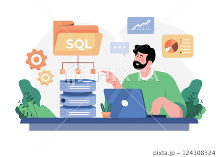 Developer Illustration concept. A flat illustration isolated on white background 124108324