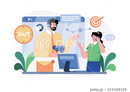 Marketing Consultant Illustration concept. A flat illustration isolated on white background Marketing Consultant Illustration concept. A flat illustration isolated on white background 124108326
