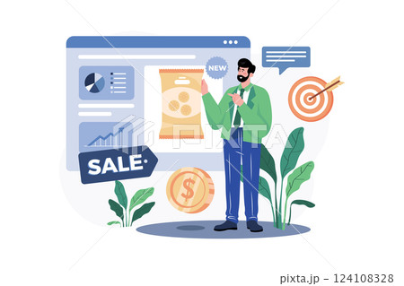 Product Manager Illustration concept. A flat illustration isolated on white background Product Manager Illustration concept. A flat illustration isolated on white background 124108328