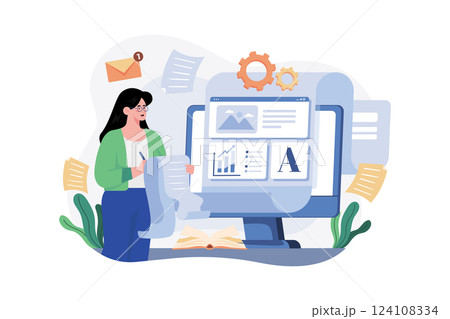 Copywriter Illustration concept. A flat illustration isolated on white background Copywriter Illustration concept. A flat illustration isolated on white background 124108334