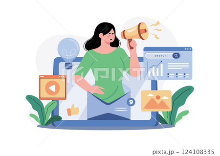 Digital Marketing Manager Illustration concept. A flat illustration isolated on white background 124108335