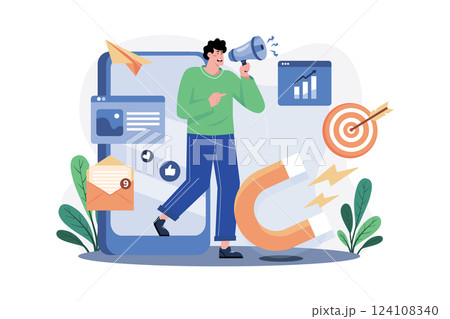 Marketing Specialist Illustration concept. A flat illustration isolated on white background Marketing Specialist Illustration concept. A flat illustration isolated on white background 124108340