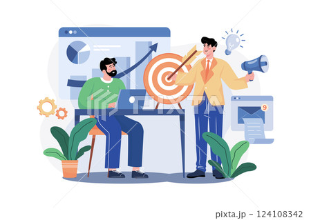Marketing Director Illustration concept. A flat illustration isolated on white background 124108342