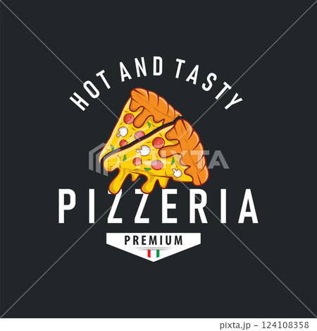authentic italian food design pizza logo illustration pizzeria concept simple retro vintage template 124108358