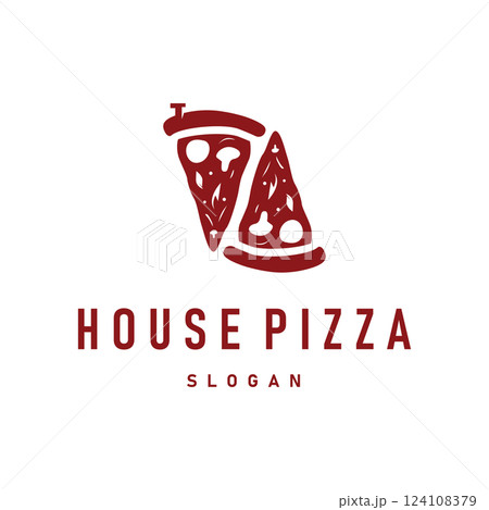 authentic italian food design pizza logo illustration pizzeria concept simple retro vintage template 124108379