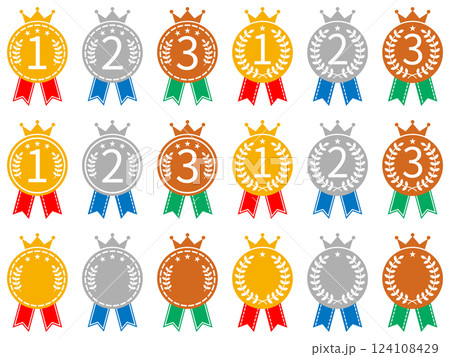 白配色の金銀銅のメダル 白配色の金銀銅のメダル 124108429