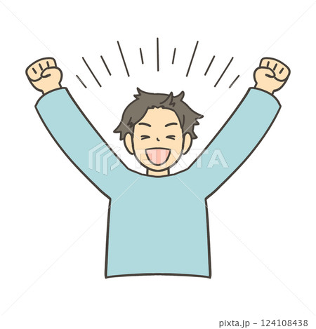 万歳する男性 124108438