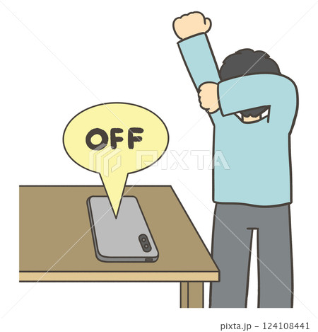 スマホの電源を切って休む男性 124108441