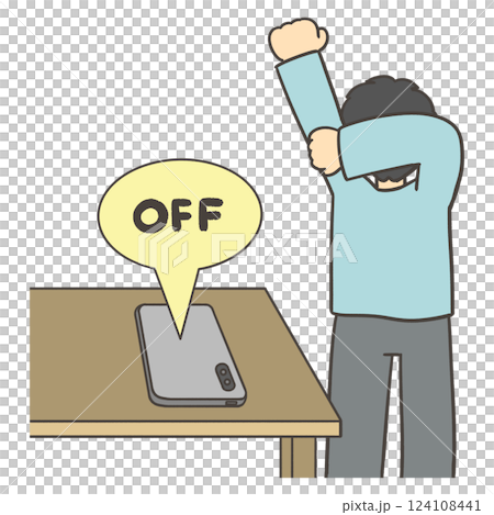 スマホの電源を切って休む男性 124108441