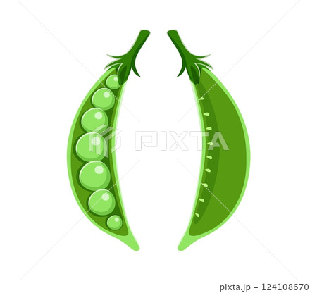 Farm font cartoon type or agriculture vegetable harvest typeface, vector English alphabet. Funny farm font or brackets punctuation sign of green peas pods vegetable in kids harvest alphabet typeface 124108670