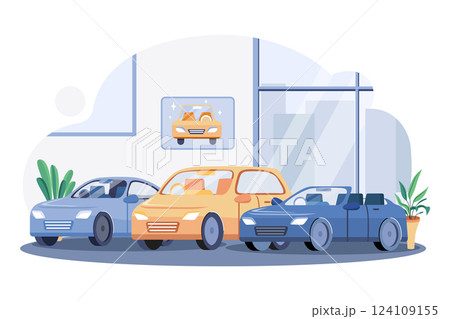 Car Showroom View Illustration concept. A flat illustration isolated on white background 124109155