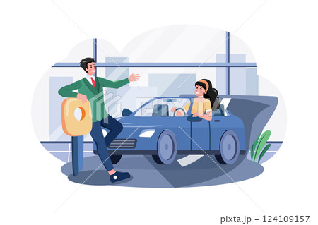 Female Customer Taking Test Ride Of New Car 124109157