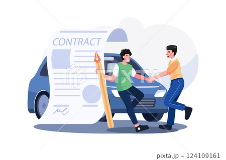 Man And Car Showroom Manager Signing Contract 124109161
