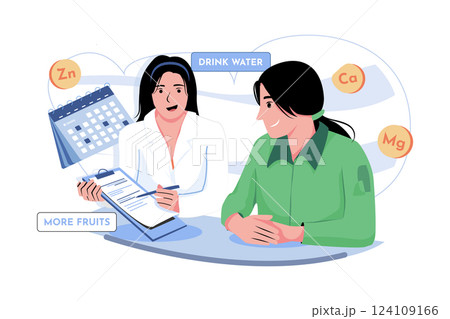 Female Nutritionist Doctor Giving Nutrition Plan Female Nutritionist Doctor Giving Nutrition Plan 124109166