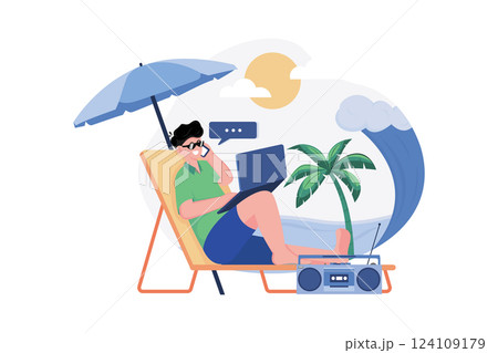 Freelancer Working On The Beach 124109179