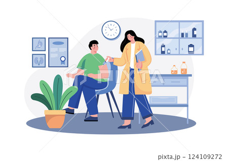 Doctor Is Injecting A Vaccine Into His Patient Doctor Is Injecting A Vaccine Into His Patient 124109272