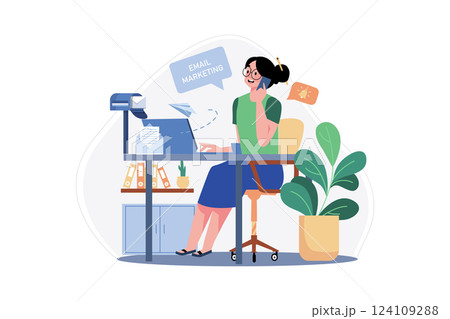 Marketing Employee Sending Marketing Mail From Home 124109288
