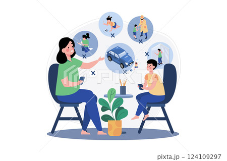 Mother Setting Ground Rules For Her Kids 124109297