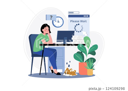 Poor Internet Connection Illustration concept. A flat illustration isolated on white background 124109298