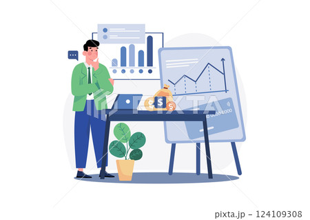 Planning Budget Illustration concept. A flat illustration isolated on white background 124109308