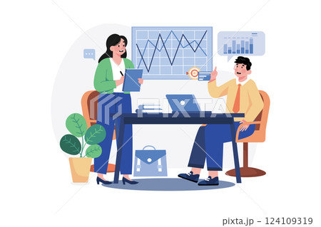 Business Strategy Illustration concept. A flat illustration isolated on white background 124109319
