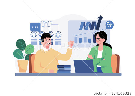 Business Career Growth Illustration concept. A flat illustration isolated on white background 124109323