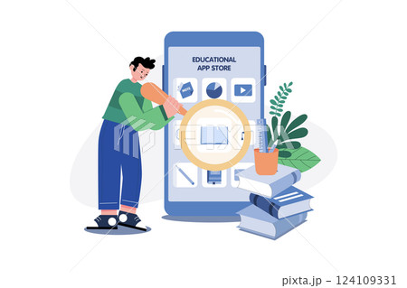 Education App Illustration concept. A flat illustration isolated on white background 124109331