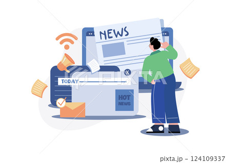 Online Informational Video Illustration concept. A flat illustration isolated on white background 124109337