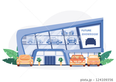 Car Showroom View Illustration concept. A flat illustration isolated on white background 124109356