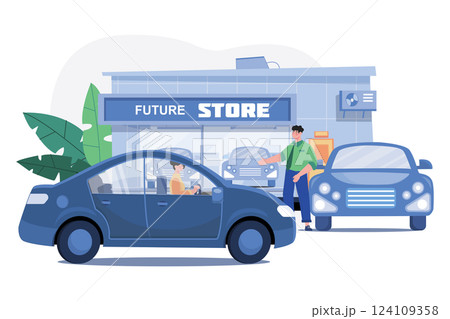 Female Customer Taking Test Ride Of New Car 124109358