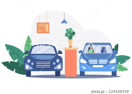 Woman Sitting In A Car In Showroom 124109359