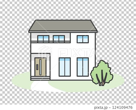 現代時尚的獨立住宅的插圖 現代時尚的獨立住宅的插圖 124109476