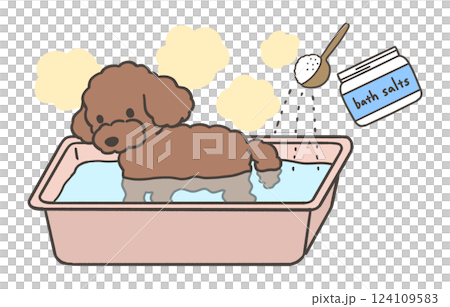 入浴する犬 124109583