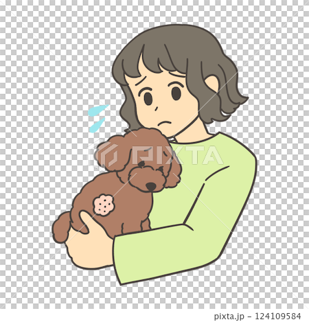 Owner holding a depressed dog Owner holding a depressed dog 124109584