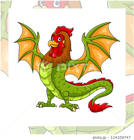 Cartoon Cockatrice mascot character design 124109747