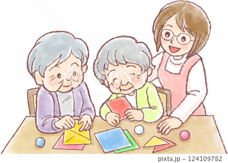 介護のイラスト_デイサービスのイベント_デイサービス_認知症対応型通所介護 介護のイラスト_デイサービスのイベント_デイサービス_認知症対応型通所介護 124109782